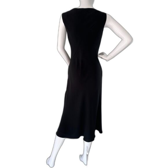 Vintage Y2k Jones New York Black Cowl Neckline Cocktail Midi Dress size 8 - Picture 2 of 7